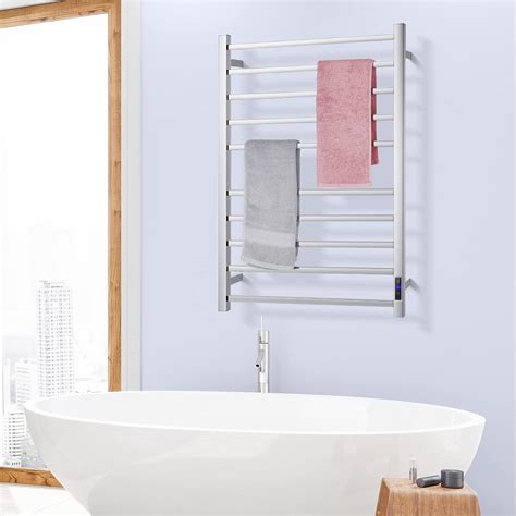 Buy Tangkula 10-Bar Towel Warmer, Wall Mounted Electric Heated Towel ...