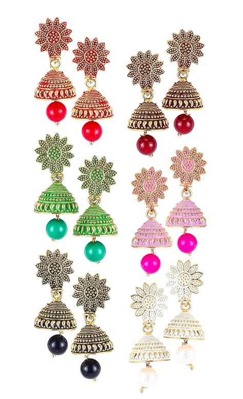 Meenaz Jhumka Earrings For Women Girls Ladies Earrings Combo Set ...