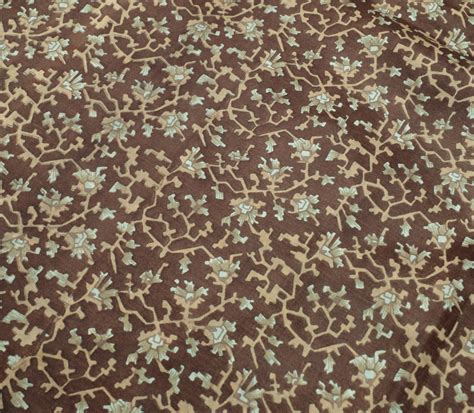 Sushila Vintage Dark Brown Indian Saree 100% Pure Silk Printed 5 YD Cr