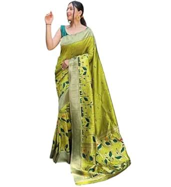 Buy SGF11 Women's Paithani Pattern Kanjivaram Pure Silk Handloom Saree ...