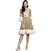 Buy ishin Women's Cotton Above Knee Length Embroidered A-Line Indo ...