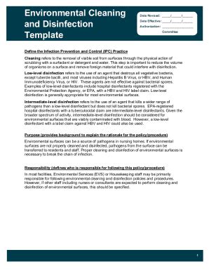 Fillable Online Environmental Cleaning and Disinfection Template Fax ...