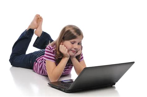 Barefoot Child Using Computer 的图像结果