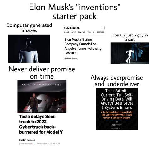Elon Musk's "inventions" starter pack : r/EnoughMuskSpam