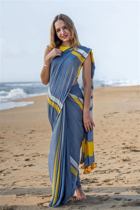 Whispering Lines Stripe Saree | Bamboo Cotton Saree | I Love Sarees - I ...