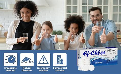 Ef-Chlor 167 mg Water Purification Tablets - 100 Pack NaDCC - Rapidly ...