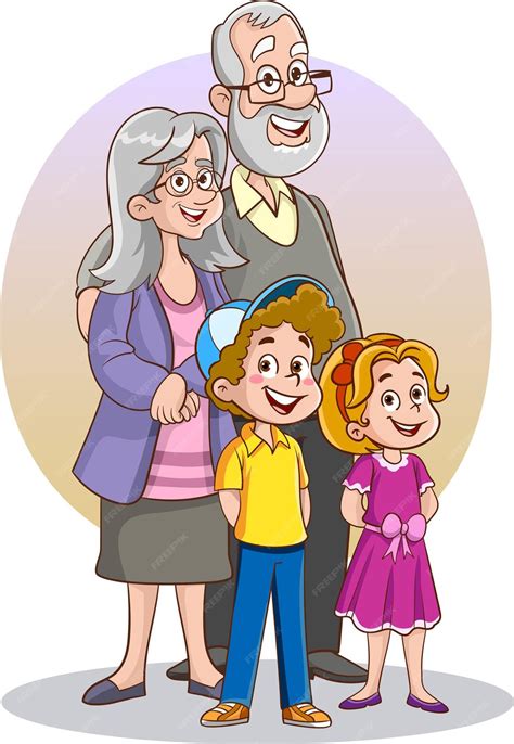 Premium Vector | Happy grandparents and kids family vector illustration.