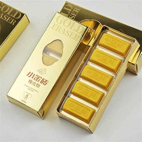 10pcs Non-Stick, Long-Lasting Durable Rubber Erasers, Gold Bar Shaped ...
