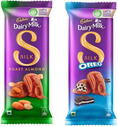 Cadbury Dairy Milk Silk Roast Almond Chocolate Bar & Silk Oreo ...