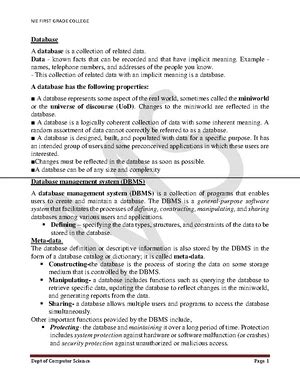 DBMS UNIT 1 bca-1 - notes for dbms - DATABASE MANAGEMENT SYSTEM ...