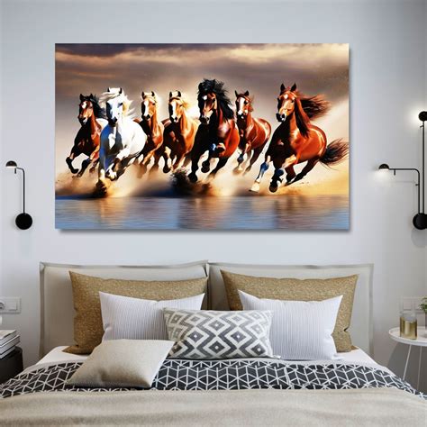 Buy Seven Running Wild Horses Canvas Wall Art Courage,endurance,speed ...