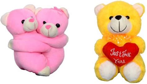 rdgadgets Cute Pink Couple Love Teddy Bears With Yellow Teddy Bear Soft ...