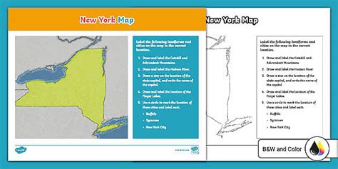 New York Map Labeling Worksheet