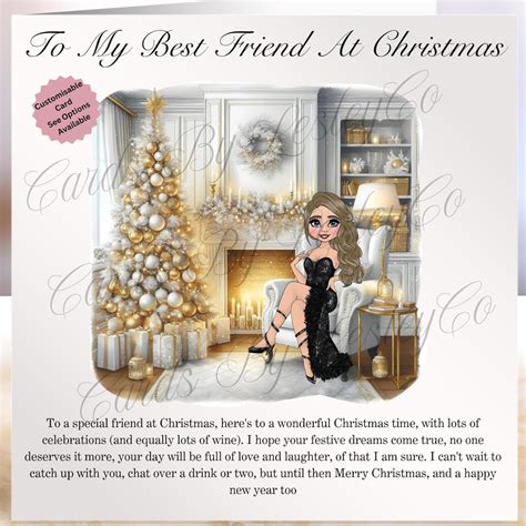 Bestie Christmas Card, Best Friend Christmas Card, Customisable Best ...