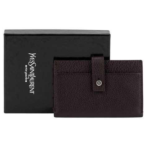 YSL New Maroon Credit Card Wallet For Sale at 1stDibs