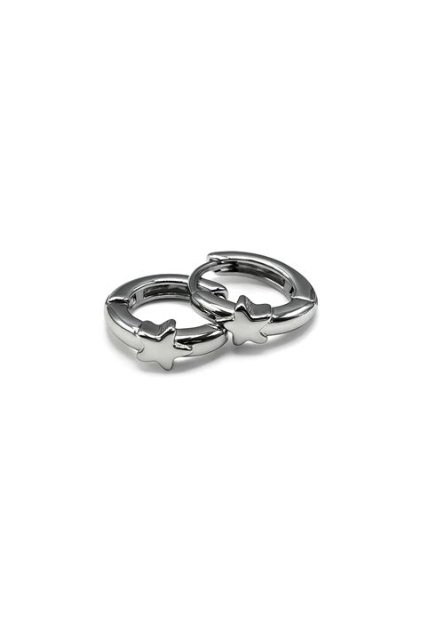 Silver Twisted Hoops – Peppy Pink