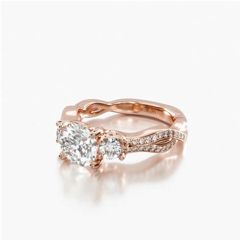 14K Rose Gold Three Stone Diamond Infinity Engagement Ring-17014r14