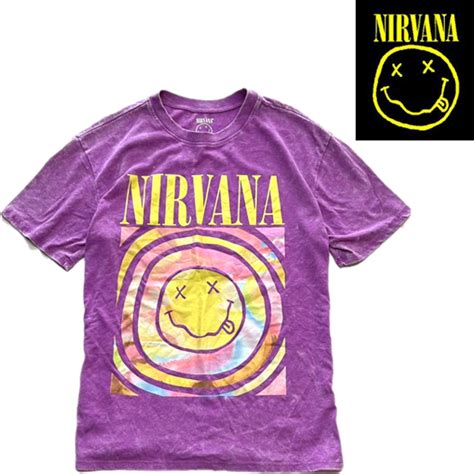 1点物 ニルヴァーナNIRVANA紫スマイルプリントTシャツ古着メンズレディースOKアメカジ90sストリート/ロックT/バンT/バンドT音楽 ...