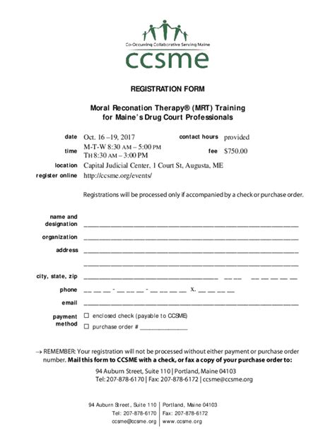 Fillable Online REGISTRATION FORM Moral Reconation Therapy (MRT ...