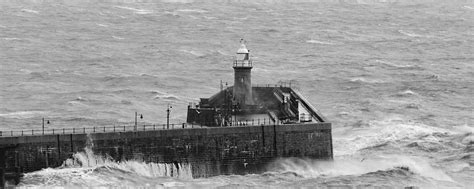 Download wallpaper 2560x1024 lighthouse, sea, waves, bw ultrawide ...