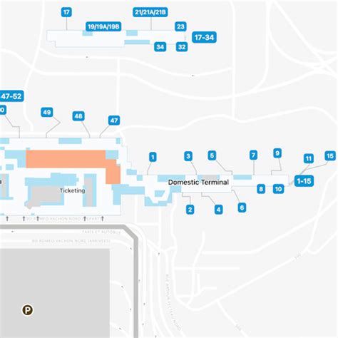 Montreal Trudeau Airport YUL Domestic Area Map