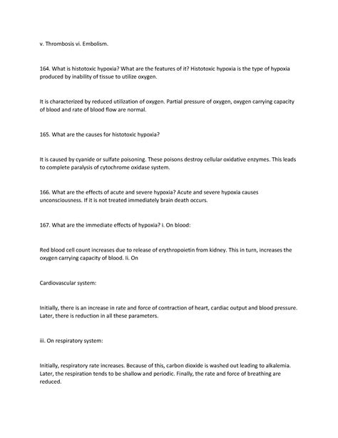 Respiratory Physiology 4 - v. Thrombosis vi. Embolism. What is ...