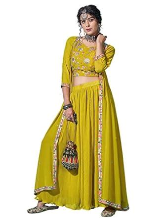 LYMI LABEL Top With Flared Palazzo And Shrug For Women - Georgette ...