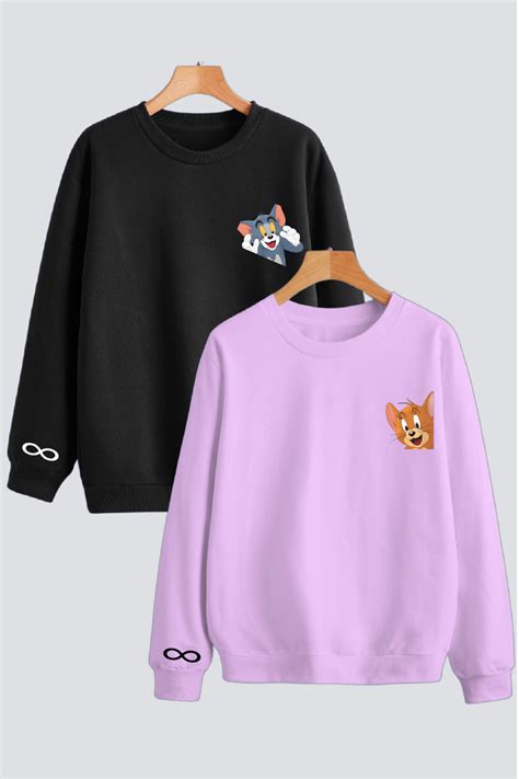 Chase & Embrace "Tom & Jerry" Couple Unisex Sweatshirts - Pack of 2 ...