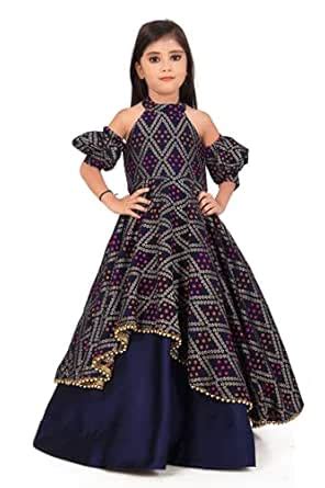 Buy FELIZ THE DESIGNER STUDIO Girl's Cotton Jecard Fit & Flare Maxi ...