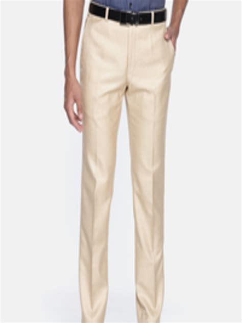 Buy Raymond Men Beige Slim Fit Solid Formal Trousers - Trousers for Men ...