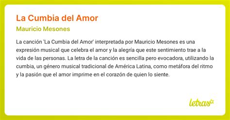 Significado de la canción LA CUMBIA DEL AMOR (Mauricio Mesones ...