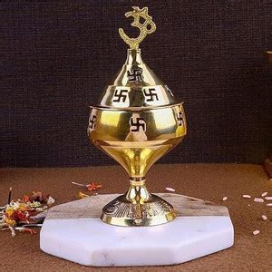 EliteTouch Golden Om And Swastik Symbol Decorative Akhand Brass Diya ...