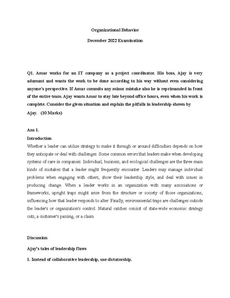 Organizational Behavior: Leadership Pitfalls and Motivational Theories ...