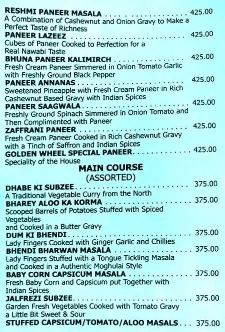 Menu at Golden Wheel Restaurant and Bar, Mumbai, 11