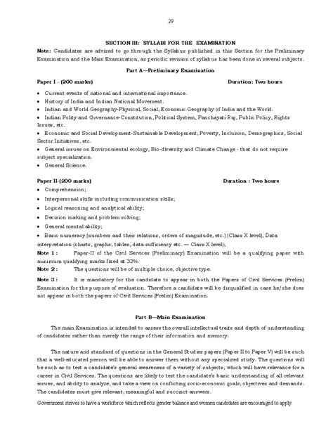 UPSC Pre Mains Syllabus - SECTION III: SYLLABI FOR THE EXAMINATION Note ...