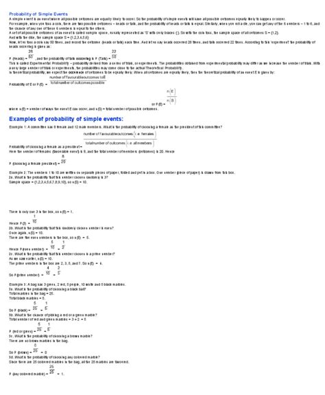 Theoretical Probability of Simple Events 的图像结果