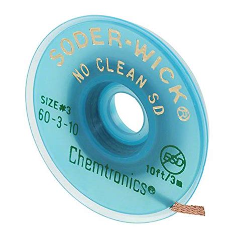 Buy Chemtronics 60-3-10 Soder Wick No Clean SD Desoldering Braid, 5 ...