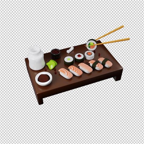 3d render sushi plate wasabi | Premium PSD