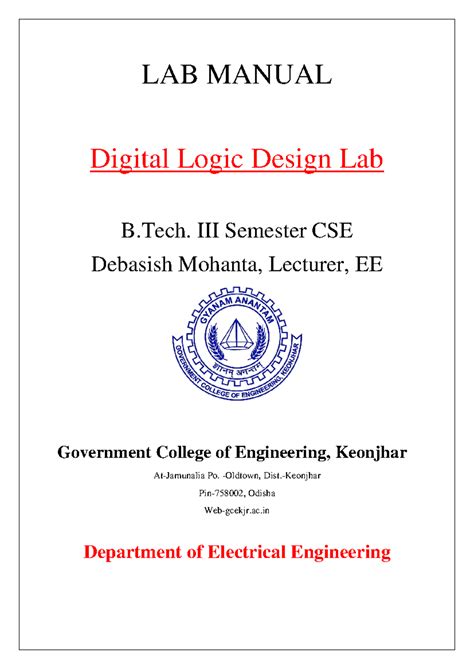 Digital Logic Design Lab Manual - LAB MANUAL Digital Logic Design Lab B ...