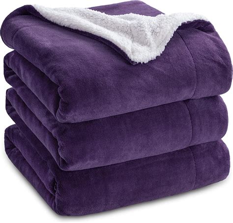 Cozy Comfort Sherpa Fleece Queen Blankets Purple - Thick and Warm ...