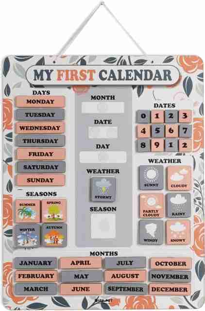 My First Calendar Board For Kids Preschool Wall Hanging Learning ...