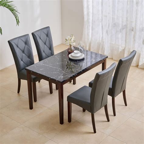 Buy Jasper Solid Wood 4-Seater Dining Set with Chairs - Grey and Brown ...