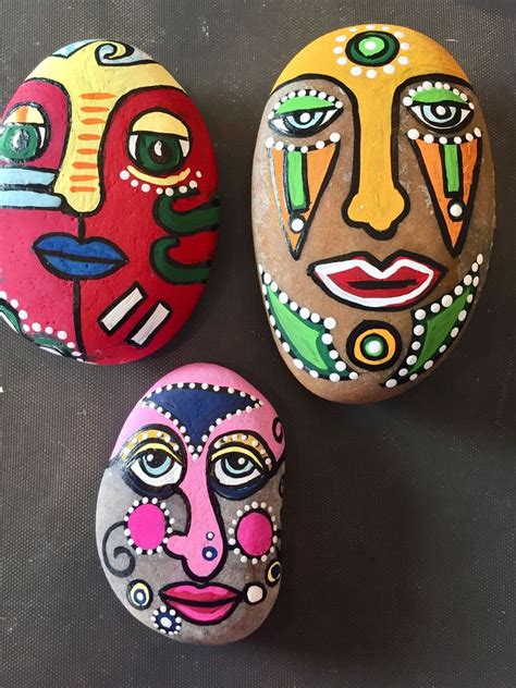 Acrylic Rock Painting of Faces Tutorial 的图像结果