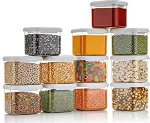 Moonlike Unbreakable Pack Of 18 Air Tight Square Plastic Containers Set ...