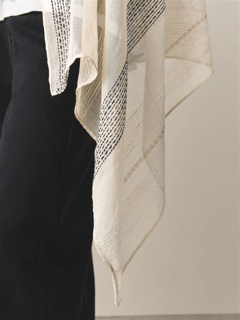 Buy Cream Sparkle Stripe Lightweight Scarf from Next India