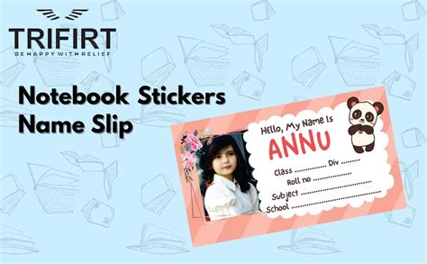 Trifirt High Gloss Paper Cute Personalise Notebook Stickers Name Slip ...