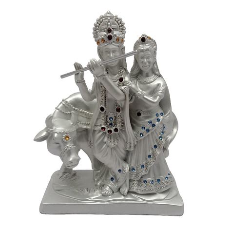 Buy ART N HUB Lord RadhaKrishna & Cow/Radhey Krishan Couple Idol God ...