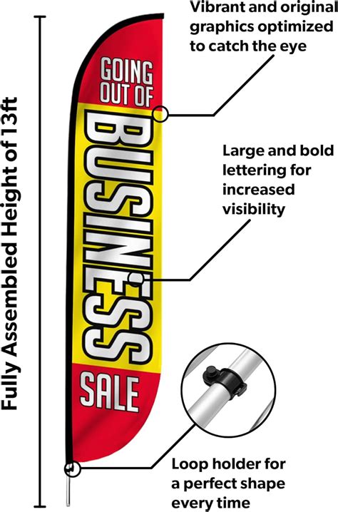 Buy LookOurWay Feather Flag Set, 12 ft Advertising Flag with Fiberglass ...