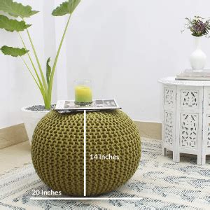 HOMESCAPE Pouf Puffy for Living Room Sitting Round Ottoman Bean Filled ...