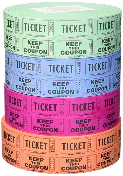Indiana Ticket Company 56759 Raffle Tickets, (4 Rolls of 2000 Double ...